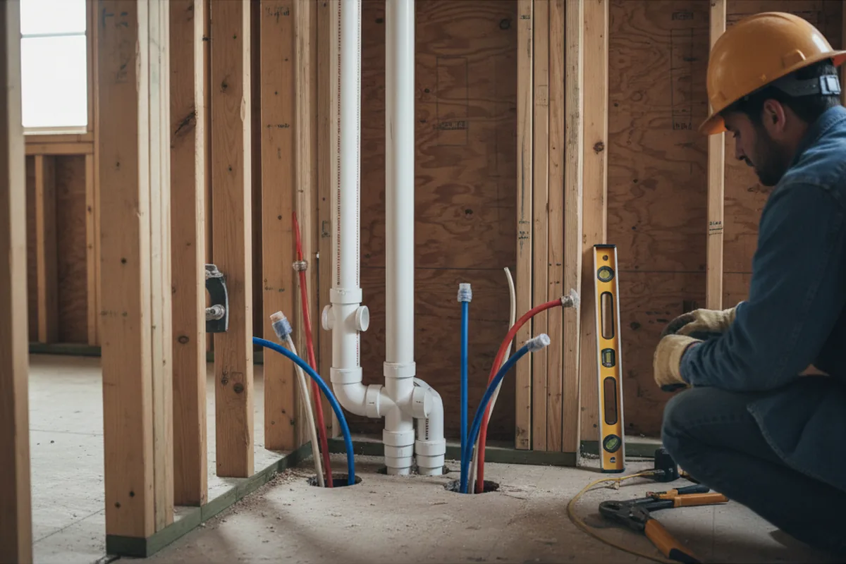 Drain and supply rough-in during Drain Cleaning in Waterbury