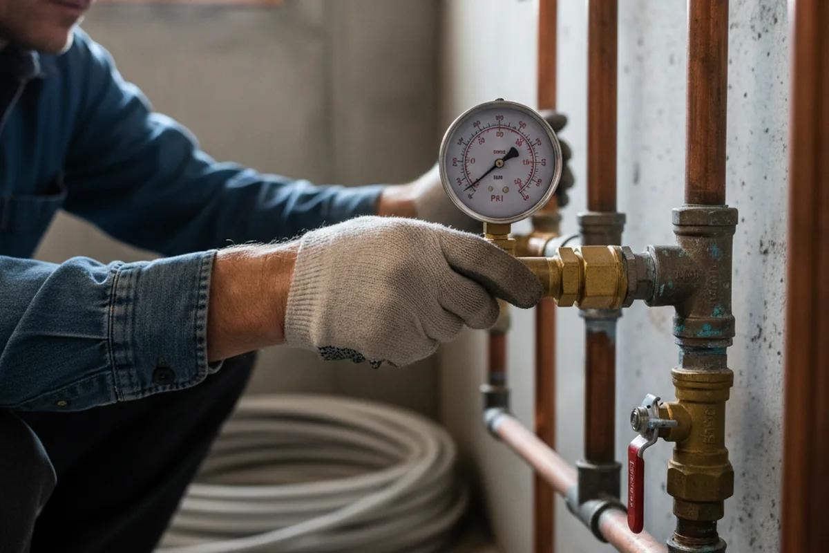 Pressure testing a repaired line during Water Line Repair in Waterbury